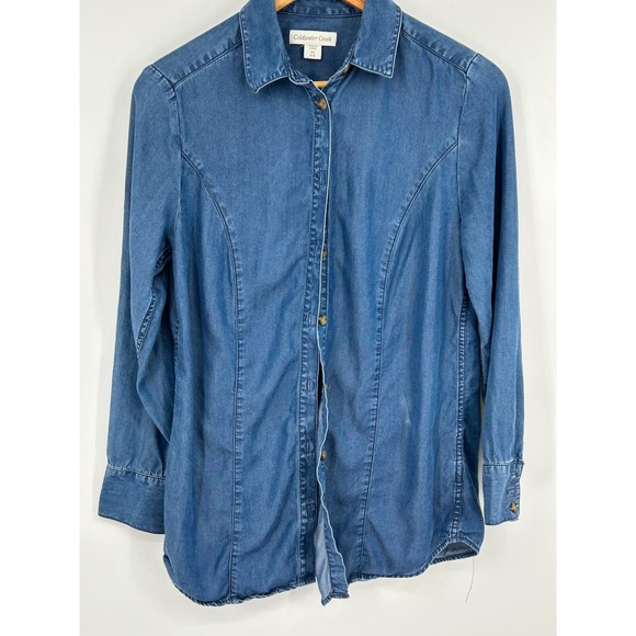 Coldwater Creek Tops - Coldwater Creek Womens Denim Shirt Tencel Lyocell Blue‎ Long Sleeve Button Up XS